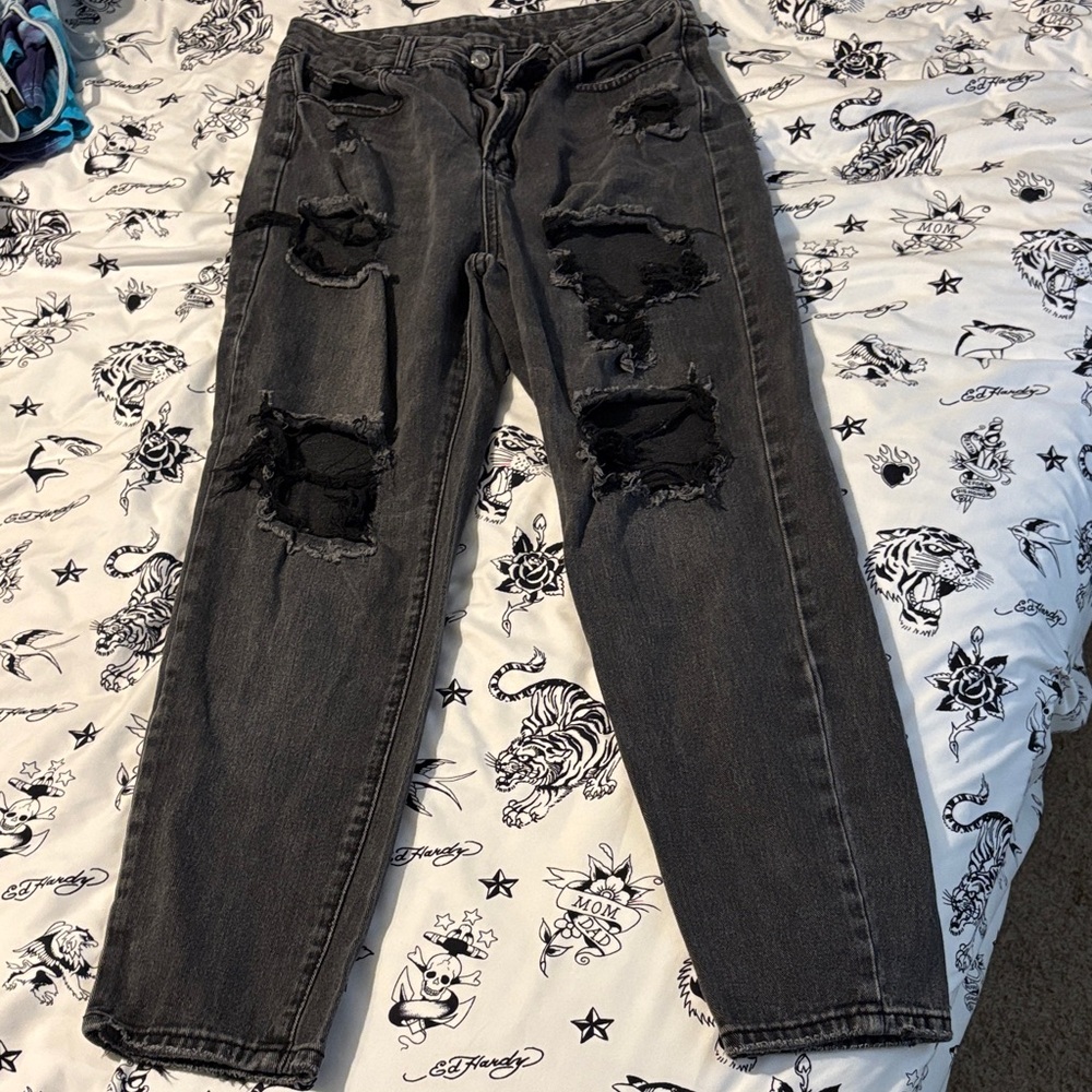 Distressed Black Jeans